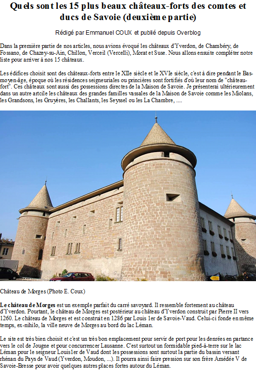 Quels sont les 15 plus beaux châteaux-forts des comtes et ducs de Savoie (deuxième partie)
