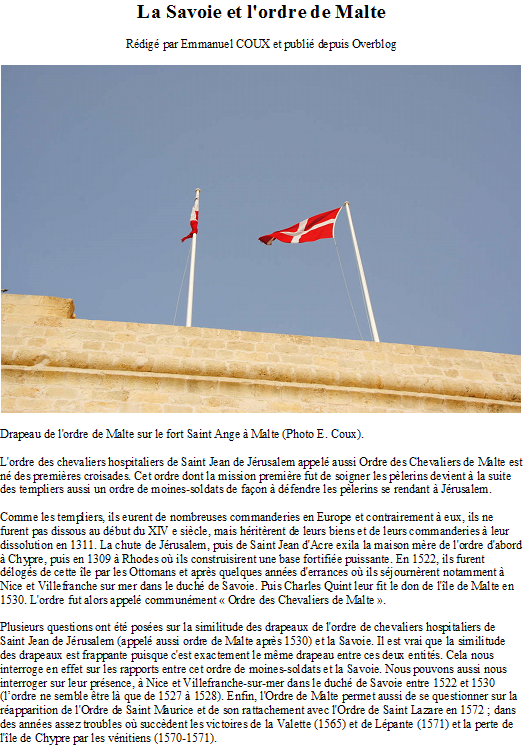 la Savoie et l'ordre de Malte